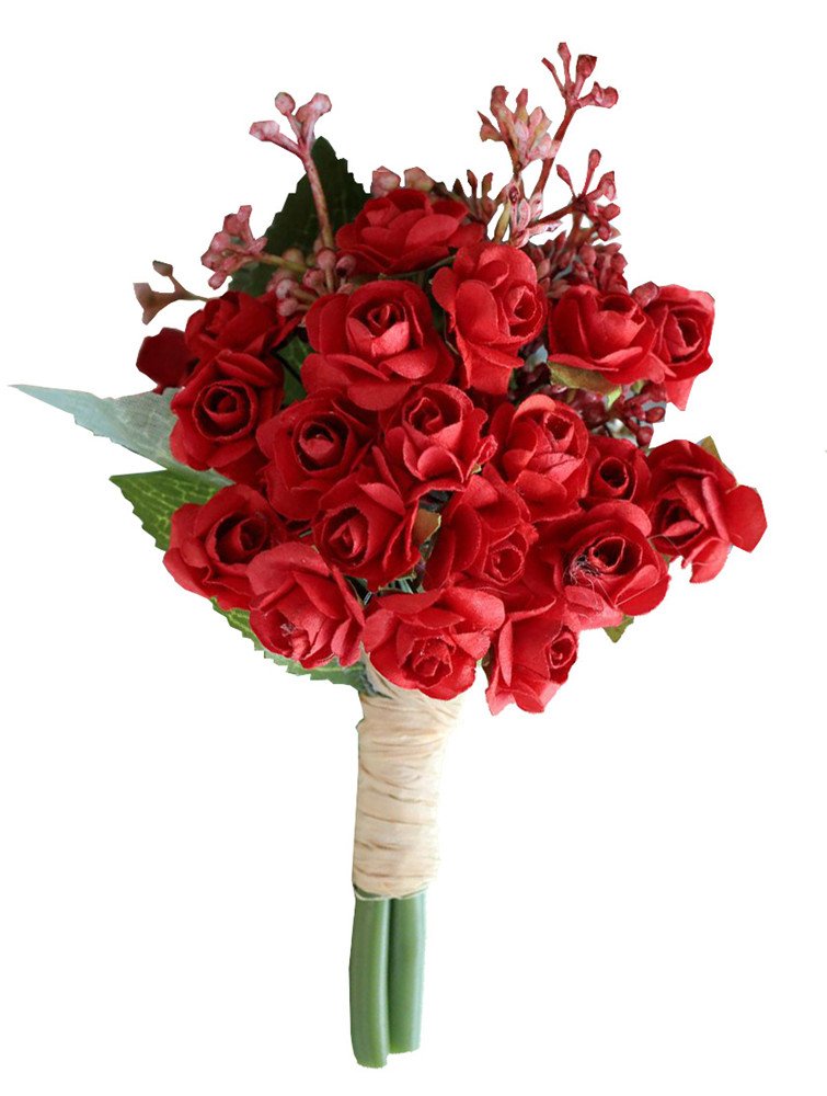 Jackcsale Bridegroom Boutonniere Groom Men's Boutonniere Boutineer with Pin for Wedding Prom Homecoming Red Pack of 4