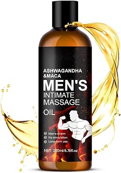 Day Night Body Oil for Men with Ashwagandha & Maca - 200ml Natural Body Massage Oil for Couples, Natural Intimate Massage Oil for Private Care, Relaxation & All Skin Types