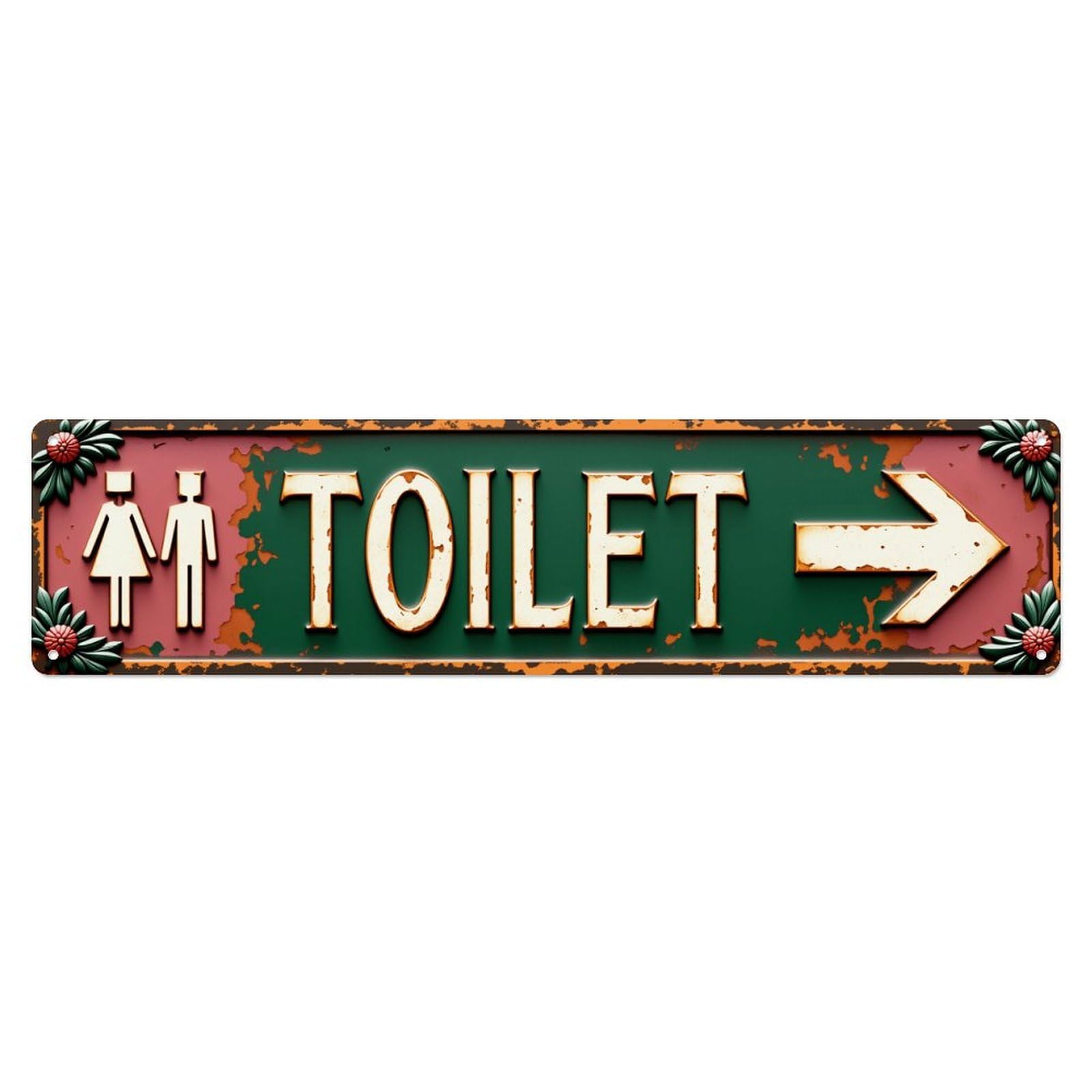 Vintage TOILET Direction Vintage Aluminium Metal Sign, Retro Wall Decor for Home, Bar, Garage & Farmhouse 10 * 40cm