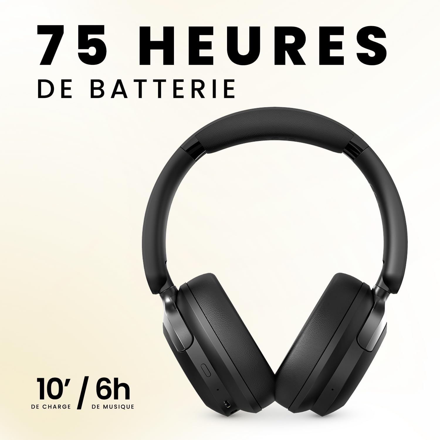 SPC Heron 2 Pro - Casque sans Fil Bluetooth | ECO | Batterie 75h | Annulation de Bruit (ANC) | Double Connexion simultanée | Mode Gaming | Réglables et Pliables, Noir, Plastique recyclé