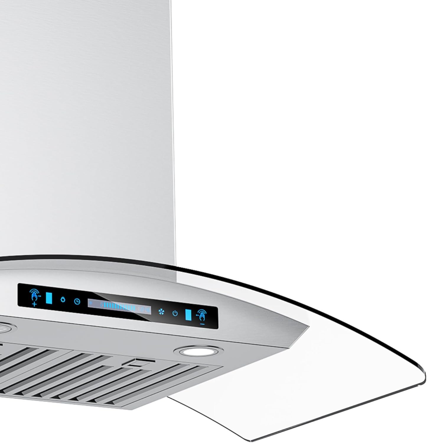 IKTCH 36-inch Wall Mount Range Hood Tempered Glass 900 CFM, Kitchen Chimney Vent Stainless Steel with Gesture Sensing & Touch Control Switch Panel, 2 Pcs Adjustable Lights(IKP03-36)