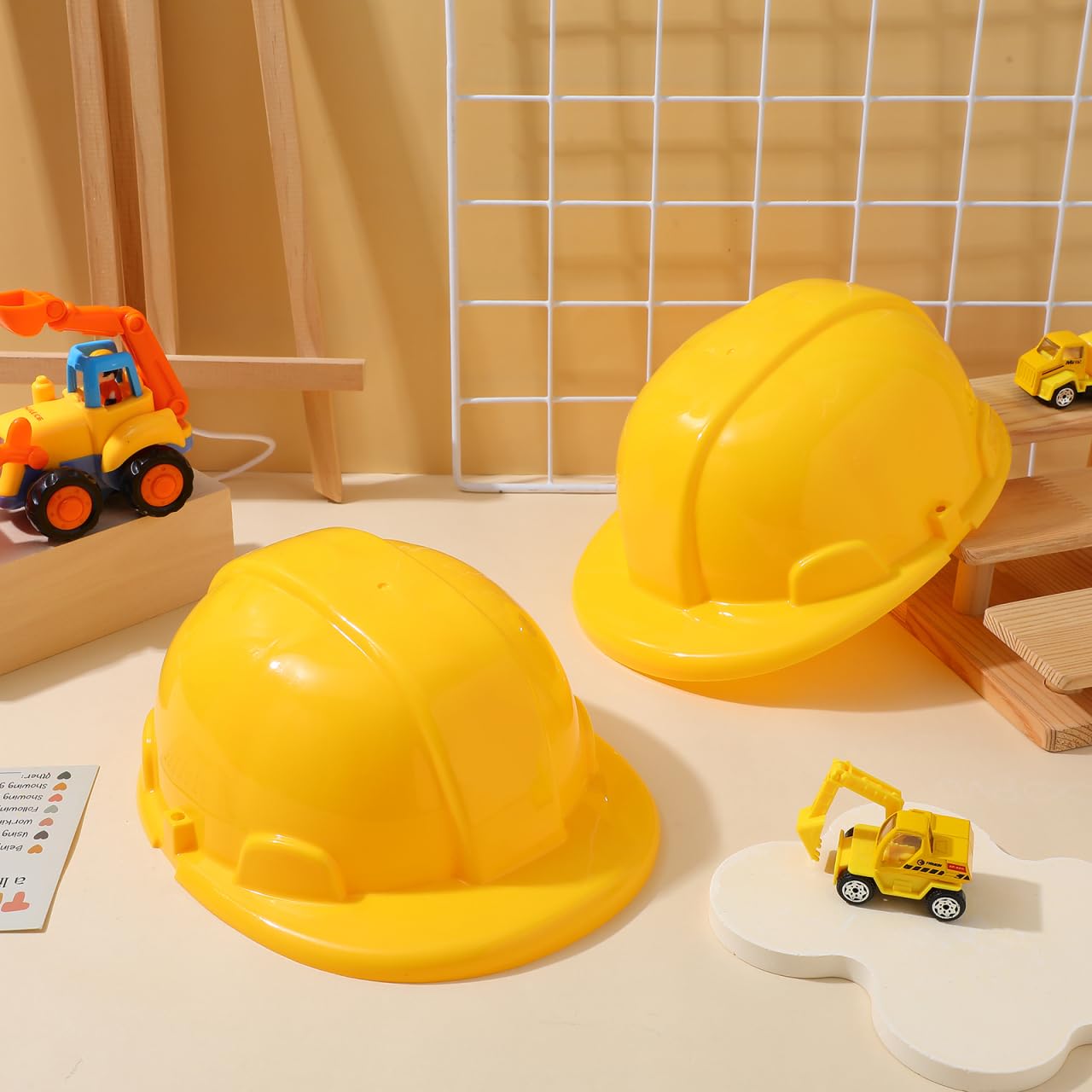 Gatuida 2 Pièces Casques de Construction Plastique pour Enfant Jeu de Rôle Fête Chantier