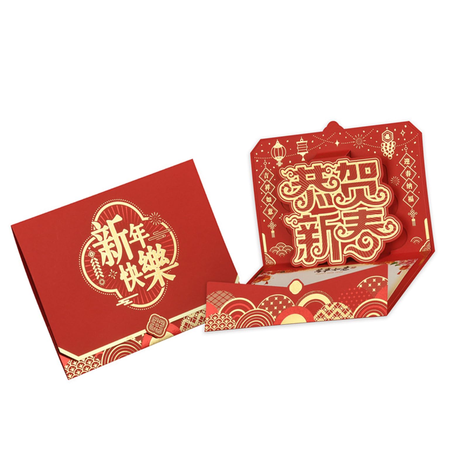 Buxuaaaa Year of the Snake 2025 3D Popup Spring Festival with Envelope Chinese New Year Blessing Card for Family and Friend Chinese New Cards