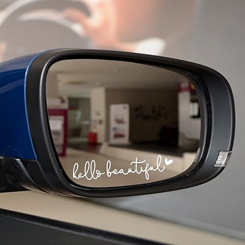 Miniatura 5 de 3x Hello Beautiful Rearview Mirror Decal, Vanity Mirror Stickers, Rear View Mirror Vinyl Decal, Car Accessories Gifts, Car Decal For Women, Car