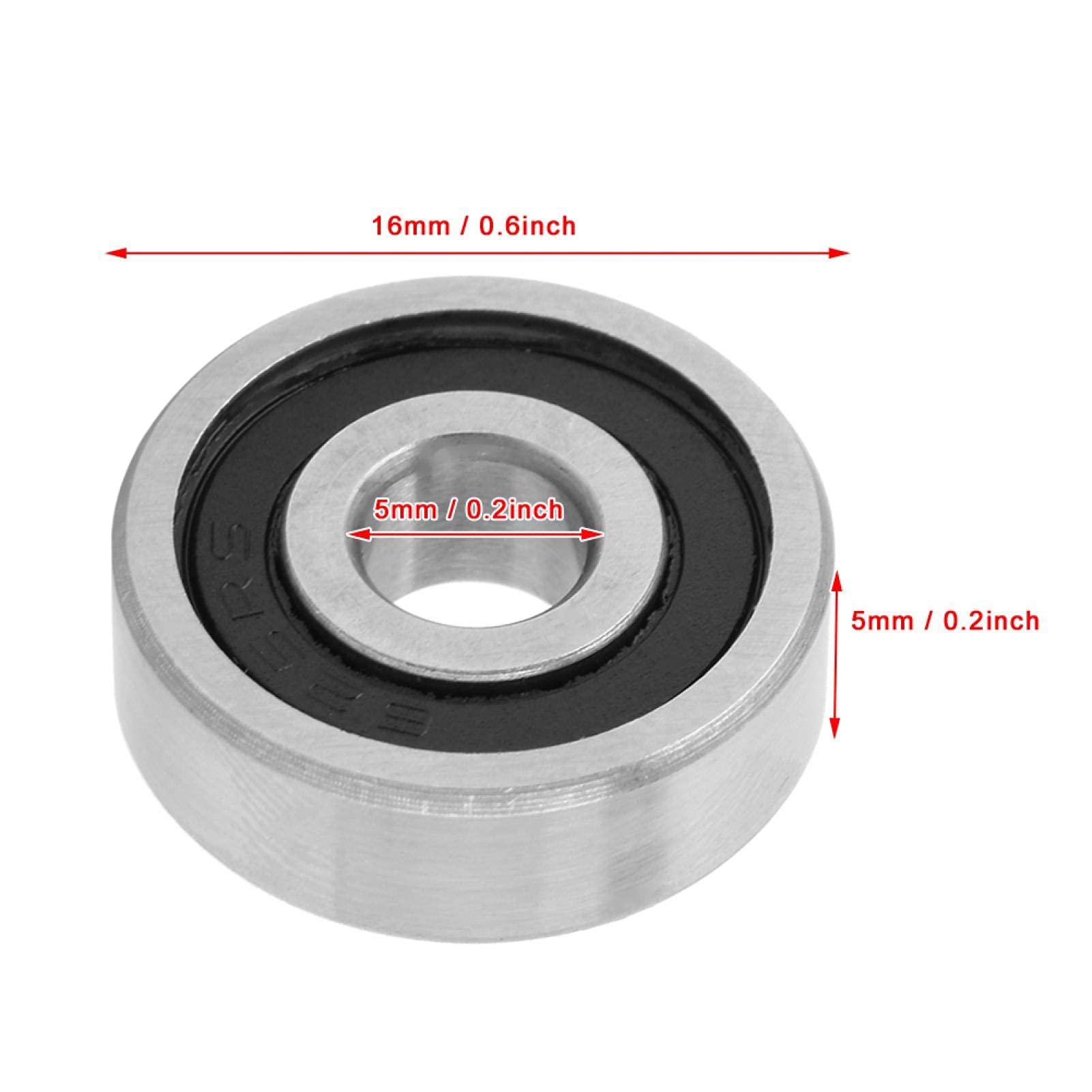 12pcs Roulements à Billes 625 RS 16x5x5mm | Pour Skate, Patins, Longboard | Scellés Caoutchouc | Haute Durabilité