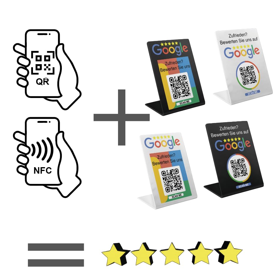 Google Bewertungs Aufsteller Beton - Mit QR Code & NFC Für Geschäfte