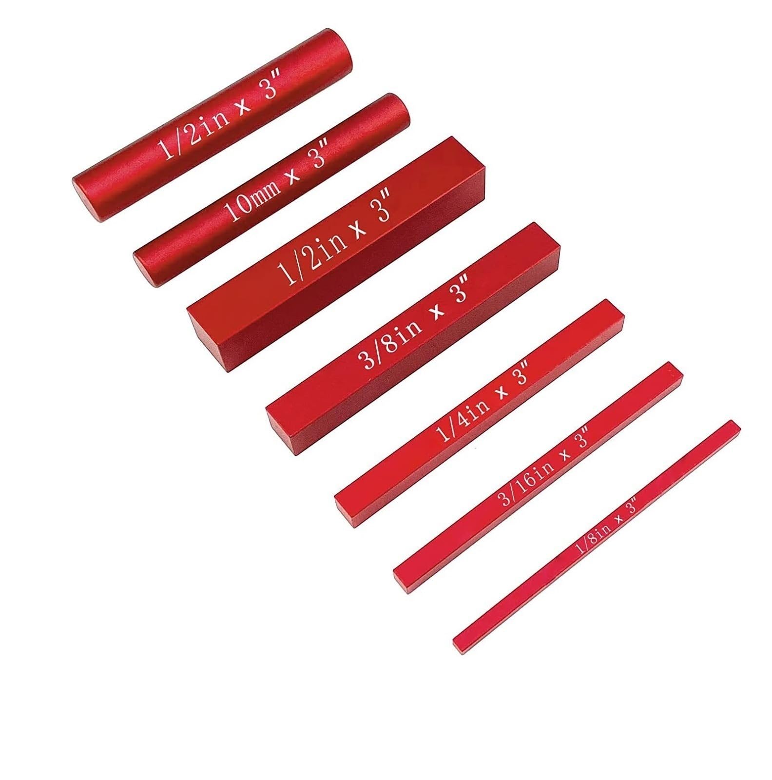 CUDTAPI Gauge Block Set 7Pcs Setup Blocks Height Gauge Set, Precision Aluminum Bars, Measuring Tool For Router And Table Saw Drill Bit Measurement(Red 7PCS)