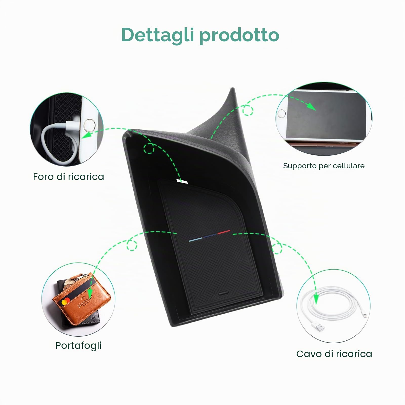GAFAT Compatibile con BMW X1 F48/ X2 F39 2016-2022 Contenitore per Console Centrale, X1 F48 Organizer per Braccioli, Vano Portaoggetti, X1 F48 Accessori, X2 F39 Accessori (Nero)