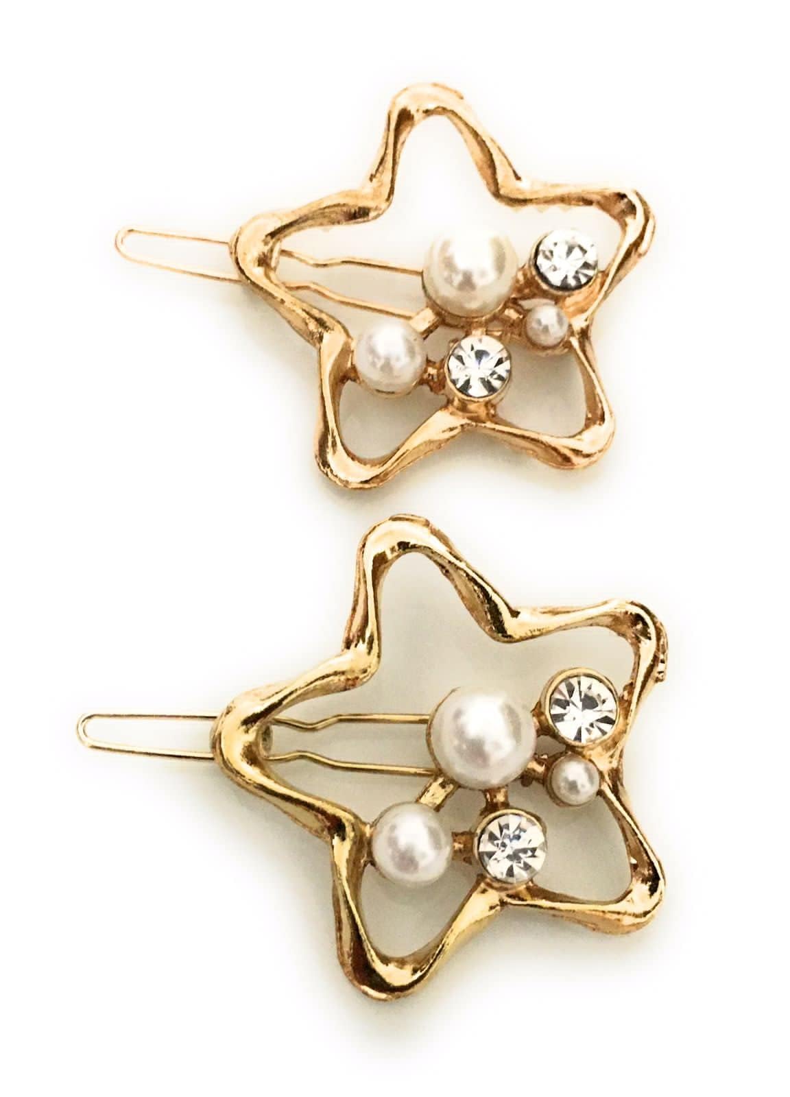 HANA JEWEL by Impression Jewellery Golden Silver Star Shape Pearl Stone Hairpin/Clips for Girls/Women/Lady | Sparkle Up Your Valentines Look (Pack of 2 Pcs) (B0C94KM1TF) Amazon Price History, Amazon Price Tracker
