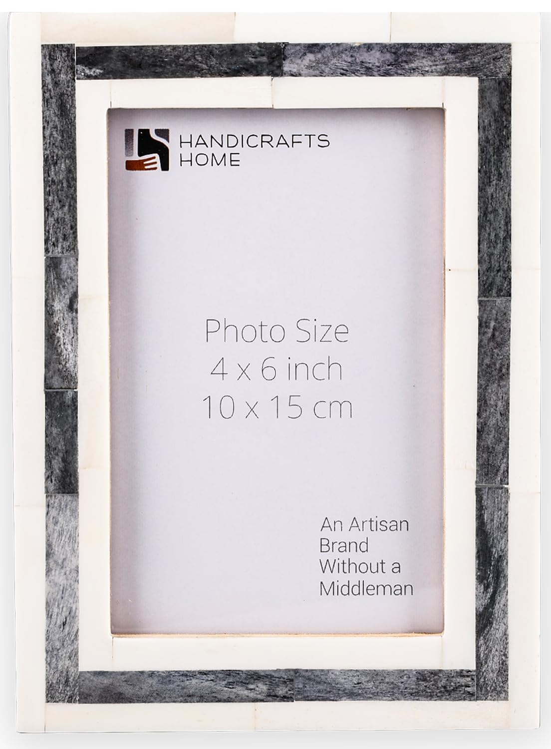 Handicrafts Home Gry-Wht-473-466 Grey & White 5X7 Picture Frame, Handmade Decorative White Photo Frame For Wall & Tabletop, Living Room, Office, Modern Farmhouse Decor, Shelf & Gallery Wall, Minimal Office Decor