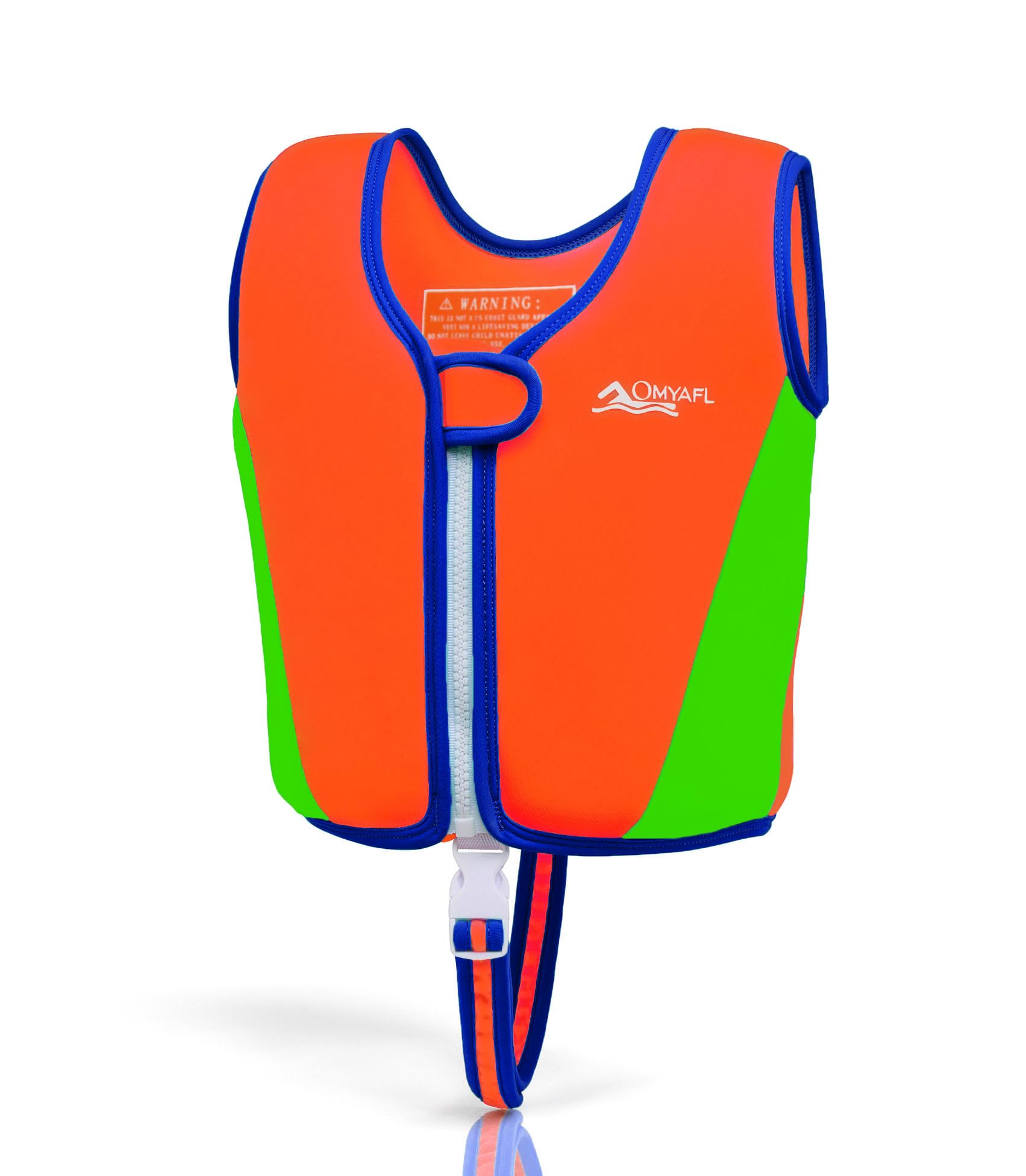 OMYAFL Toddler Swim Vest Kids Floaties Boys Girls Swim Float Jacket Buoyancy Swimwear (Orange/Green, Small(1-2yrs/22-33lbs))
