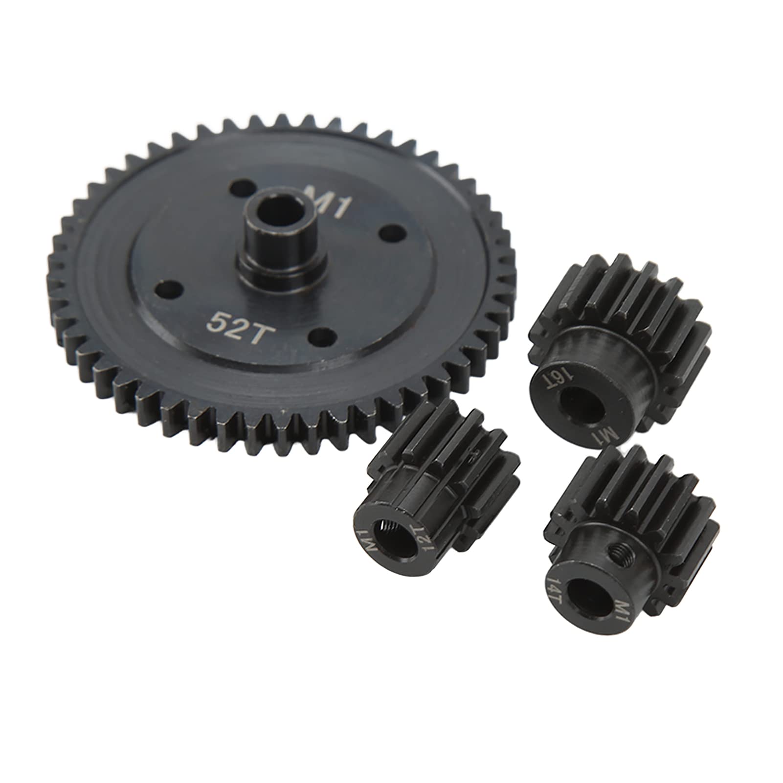 Engranaje principal de dientes rectos de 52T con engranaje de piñón de 12T, 14T, 16T, juego de engranajes de acero M1 de 5 mm y módulo 1 para coche RC 1/8, 1/7, compatible con