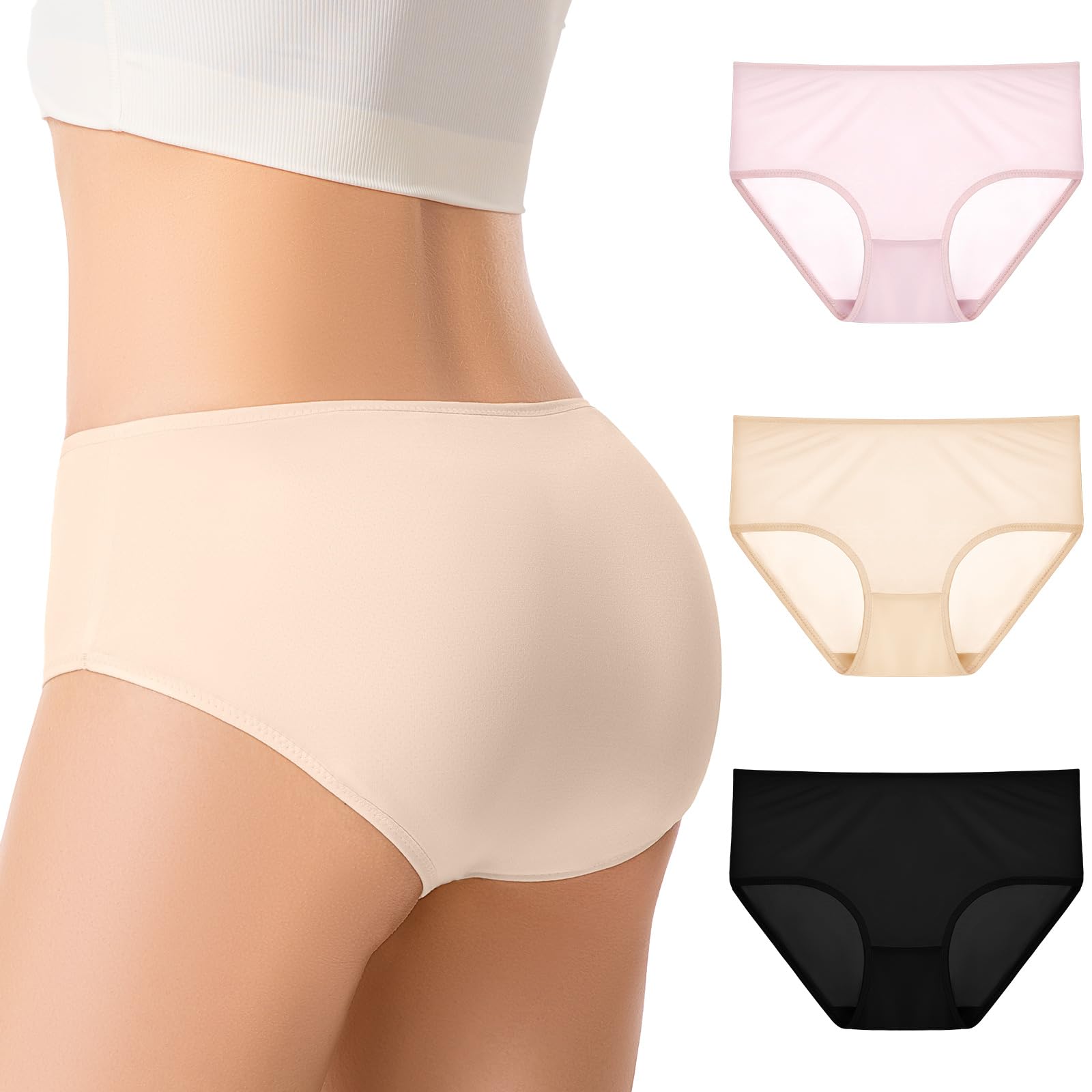 Silk Underwear for Women, Womens Briefs Underwear Mid Rise Full Coverage Panties 100% Mulberry Silk Knit Brief