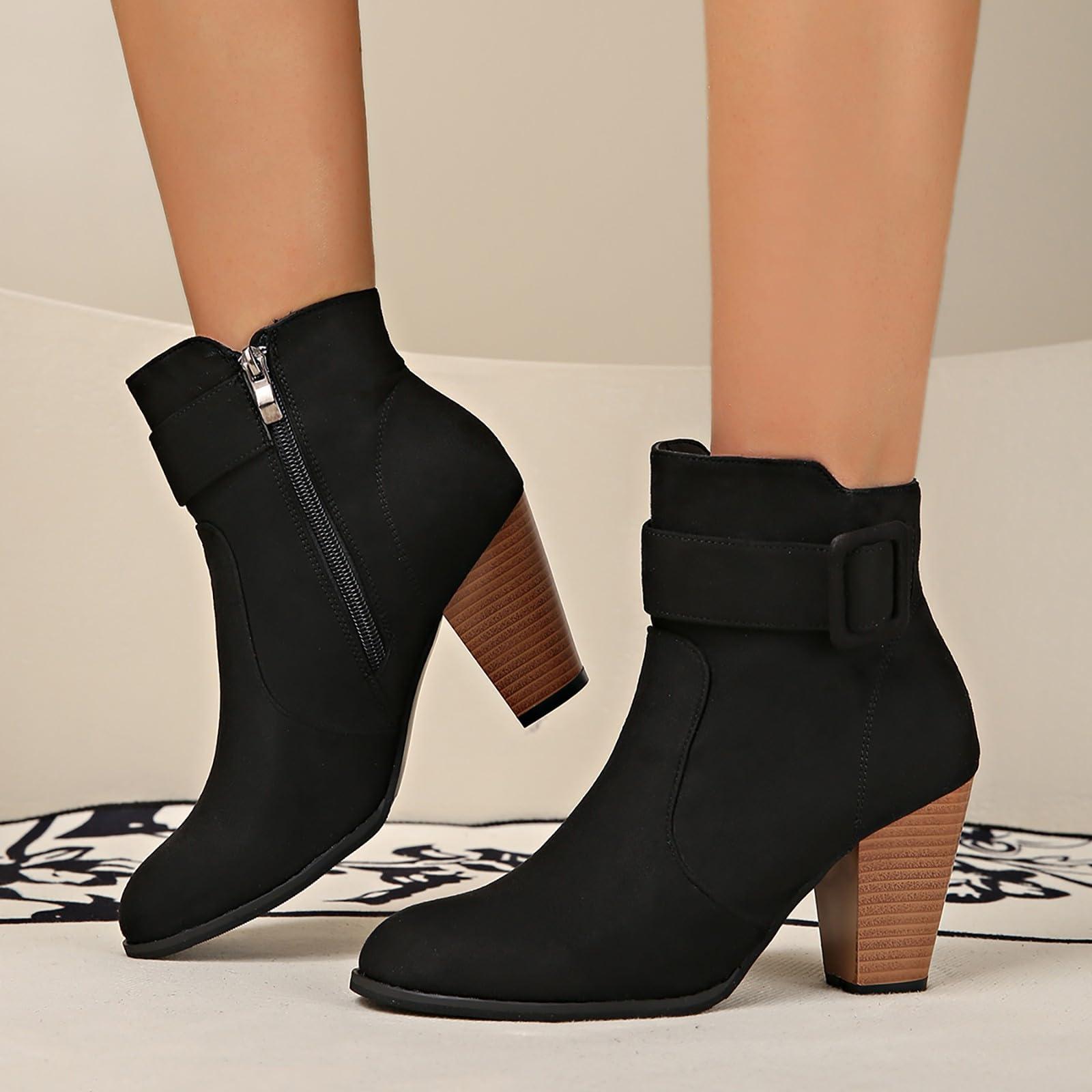 Bottines Chelsea pour femme avec talon - Bottes western pour femme - Bottes à talons hauts - Bottes pour femme - Tige courte - Bottes de cowboy - Bottines rouges à enfiler - Bottes d'équitation -