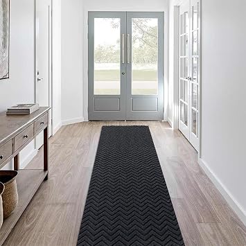 LITA Customized Size Hallway Runner Rug with Rubber Backing, Backed Non-Slip Waterproof, Washable Outdoor Indoor Carpet for Floor, Entryway, Kitchen, Laundry, Balcony, Garage, Gray Triangle, 2 x 6