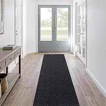 LITA Customized Size Hallway Runner Rug with Rubber Backing, Backed Non-Slip Waterproof, Washable Outdoor Indoor Carpet for Floor, Entryway, Kitchen, Laundry, Balcony, Garage, Gray Triangle, 2 x 17