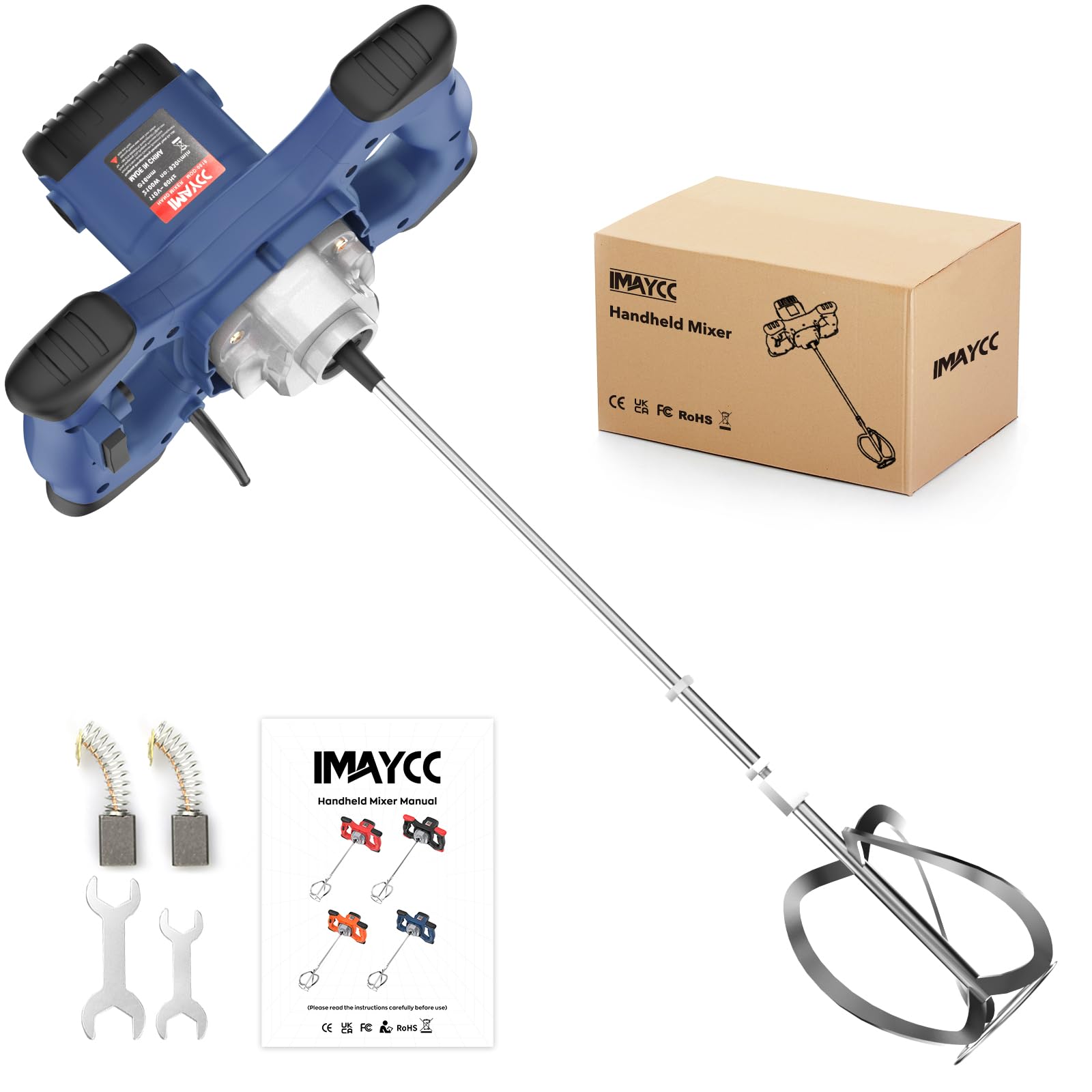 2100W Mezclador de Taladro de Hormigón Eléctrico Profesional, Mezclador de Mortero Portátil, Agitador M14 Ajustable, para Mezclar Pintura, Lechada de Cemento, Hormigón, Mortero, Forraje, etc.