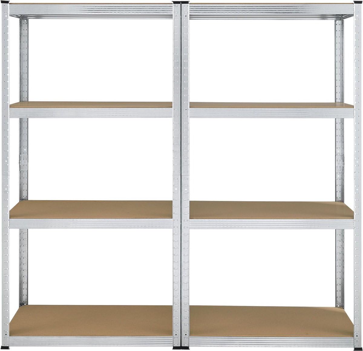 Juskys 2er-Set Lagerregal Easy 2X 160x80x40cm (HxBxT) | 640kg Traglast | 8 Böden | Metall Schwerlastregal Kellerregal Steckregal Regal Regalsystem Metallregal