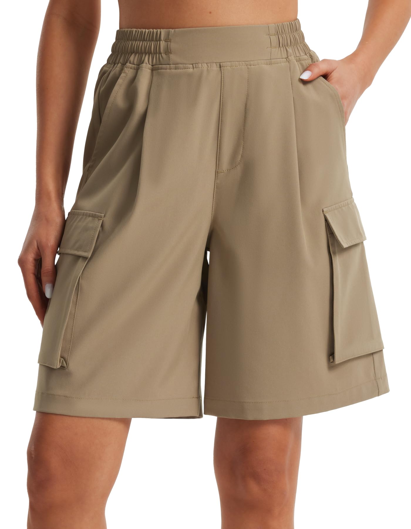 Libin Kurze Hose Damen Sommer Cargo Shorts Baggy Wandershorts Outdoor Casual Tunnelzug Elastische Strandshorts mit Taschen