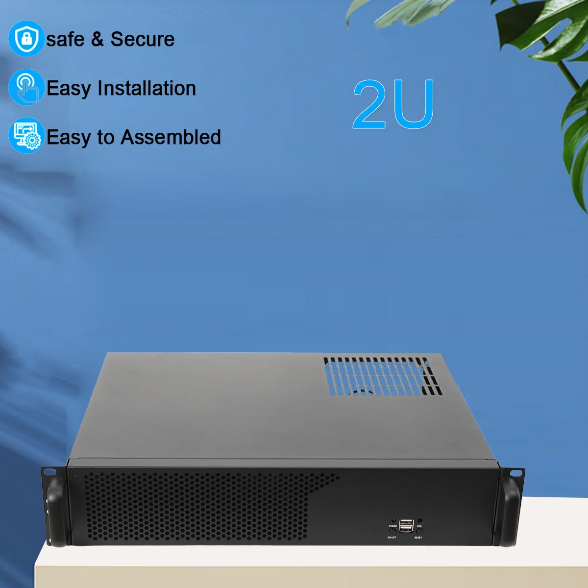 14 Rack Server Gehäuse (35cm Tiefes) 2U 2HE Rackmount Server Gehäuse Unterstützt Micro ATX/Mini ITX Mainboards, Schmalen Wand-Serverschränken w/USB Anschluß 4 Erweiterungssteckplätze