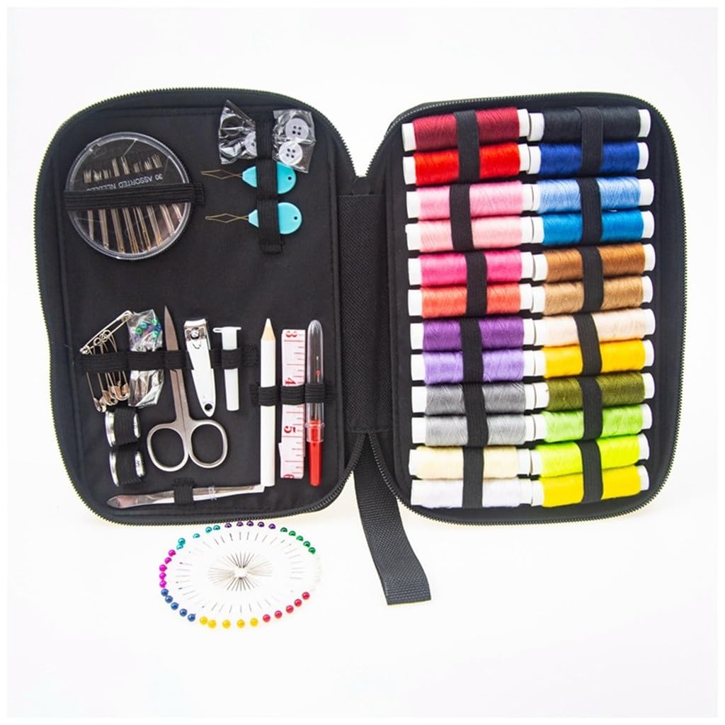 JFDBGU Kit de costura de 130 piezas, caja de costura de viaje portátil for el hogar, combinación de herramientas de costura