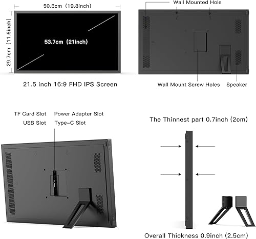 Miniatura 19 de Marco de fotos electrónico de 15.6 pulgadas, marco de fotos digital grande, pantalla de fotos inteligente para montaje en pared, 32 GB, pantalla