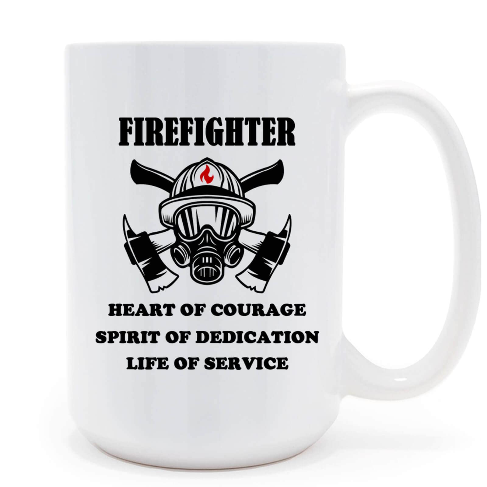 Firefighter Coffee Mug (15 oz), Great Fireman Gift, Inspirational Birthday Drinking Cup for Men, Fire Fighter Graduation Gifts