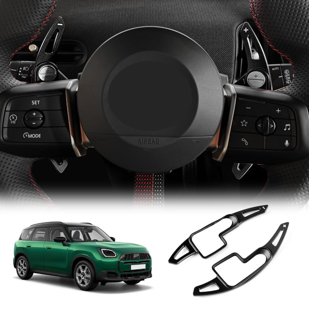 Mauxpiao Black Aluminium Steering Wheel Paddle Shift Dsg Extensions For 2024-2025 Mini F65 F66 Jcw & Mini U25 Countryman Jcw, Interior Decorative Accessories, 2 Pieces Rewr/Black/A