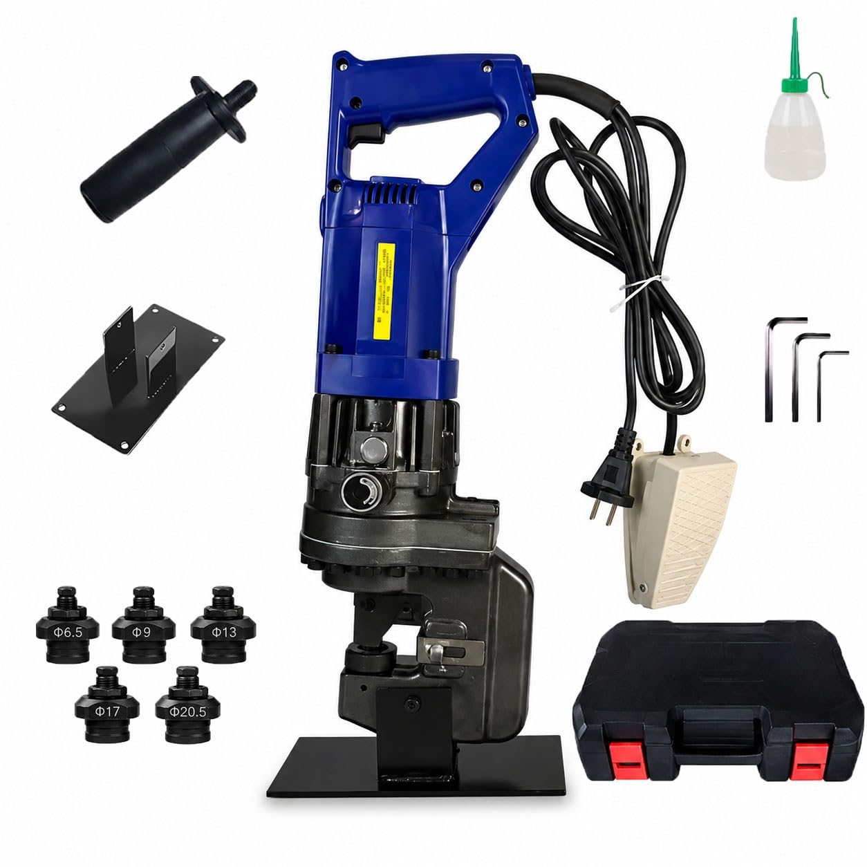 Koyike One Color Hydraulic Puncher 1400W Heavy Duty Metal Hole Punch Tool With Base Platform, Electric Punching Machine For Thick Copper Busbar & Structural Iron