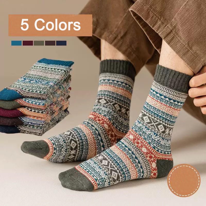 5 Pairs mens Wool Socks Winter Soft Cozy Crew Socks Thick Warm Wool Knit Boots Socks for men2