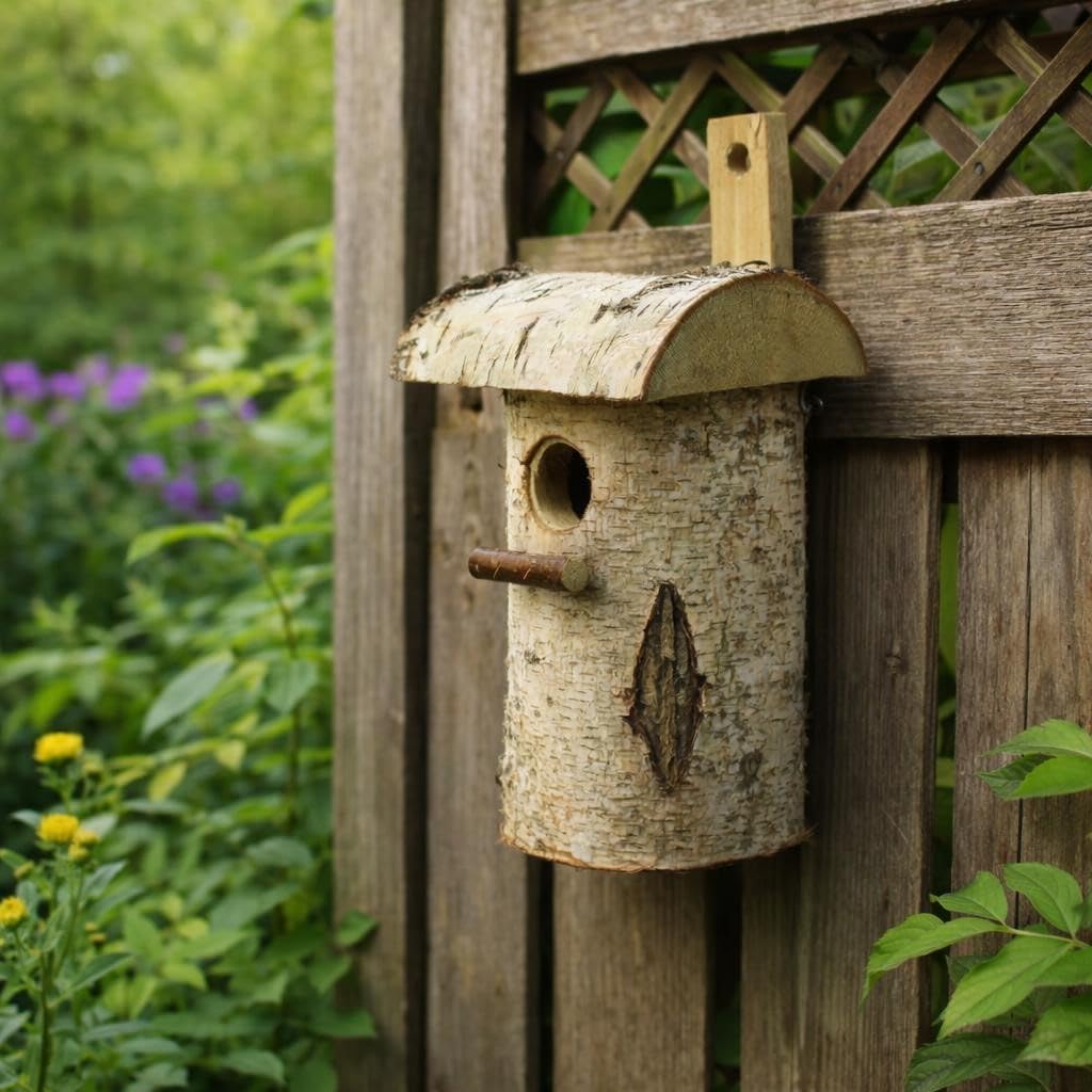 Nichoir pour oiseaux, grotte de nidification en bouleau (25 x 14 cm) 32 mm