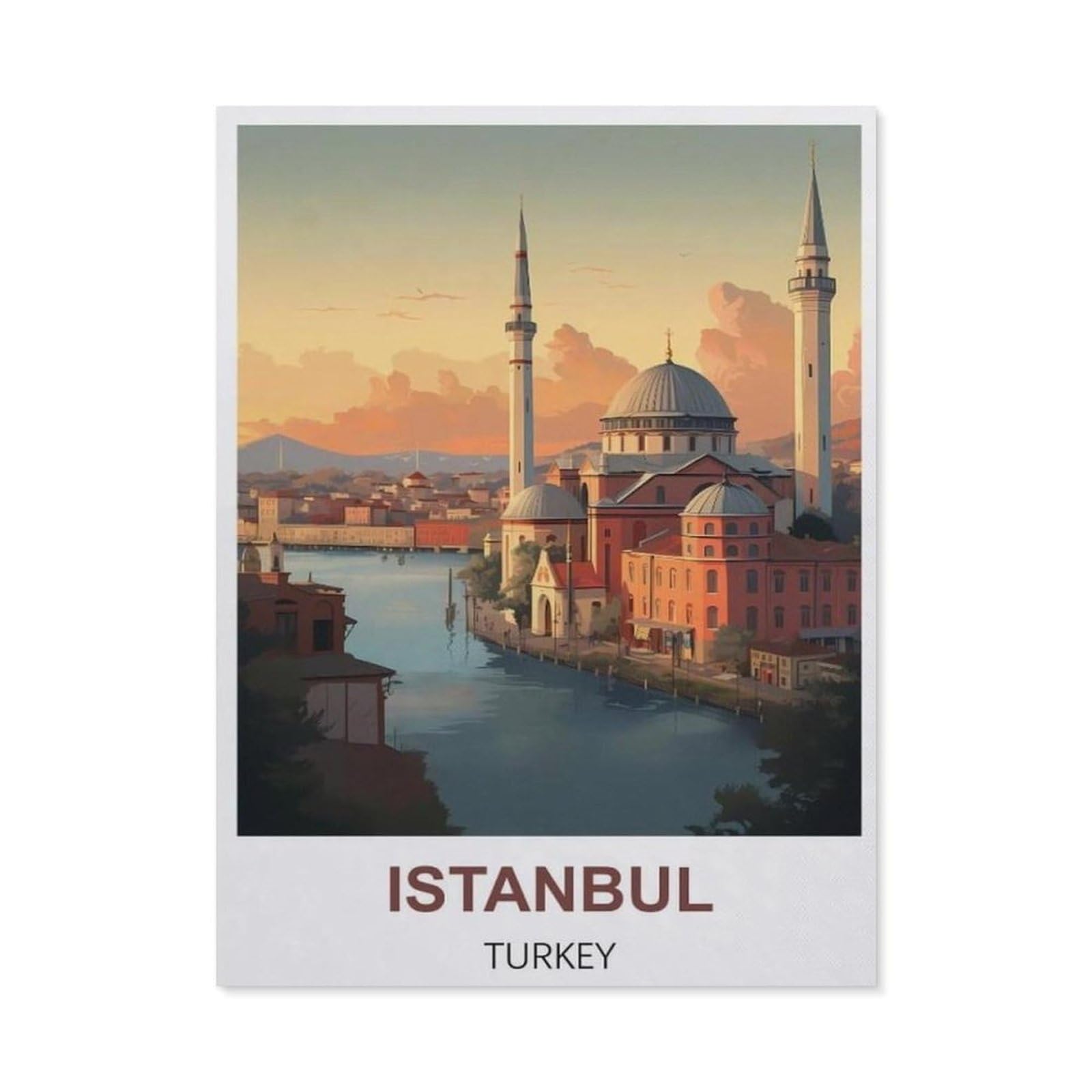 BEAYODKP Istanbul Turkey Vintage Travel Posters，5D DIY Diamond Painting Full Round Drill Diamond Embroidery Cross Stitch Rhinestone Mosaic Paintings Art（50 x 60 cm/19.68 x 23.62 inches）-BW82