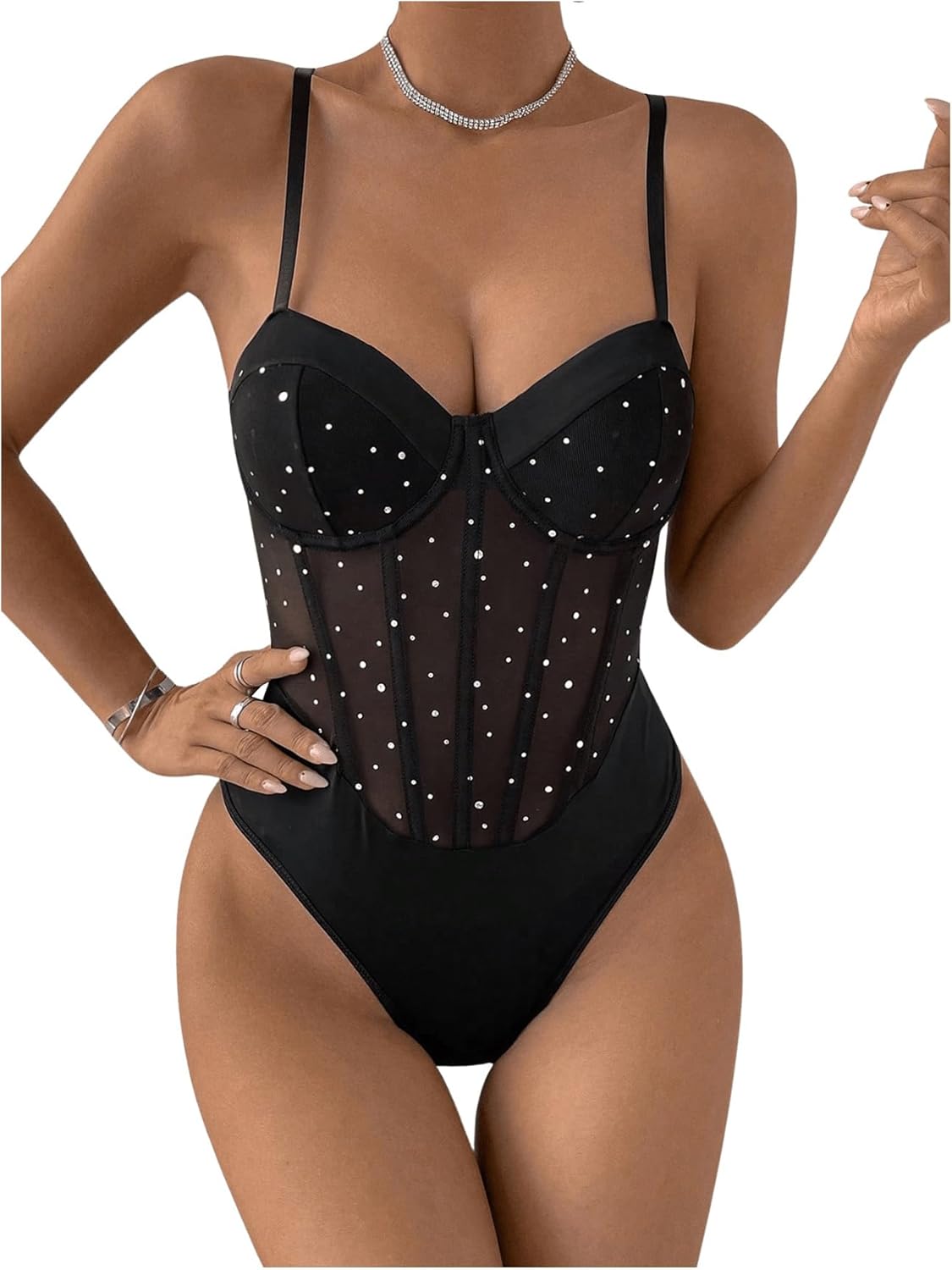 SweatyRocks Women’s Corset Bodysuit Mesh Sheer Sleeveless Cami Jumpsuit Shirts Tops SweatyRocks Women’s Corset Bodysuit Mesh Sheer Sleeveless Cami Jumpsuit Shirts Tops