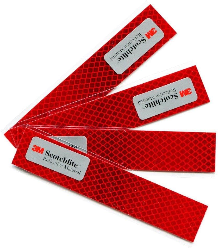 Diamond Grade Reflective Sticker, 3M Material, Waterproof, All-Weather, Red, Pack of 4