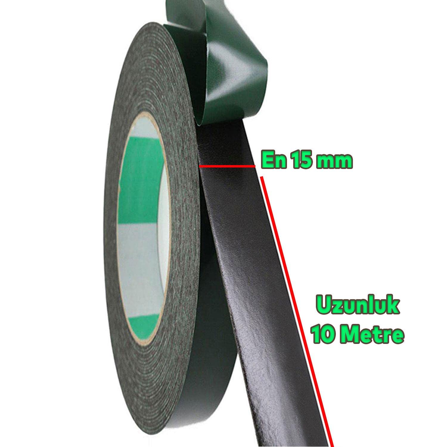 Badem10 Çift Taraflı Köpük Bant Eva Montaj Bandı Siyah 15 mm x 10 Metre