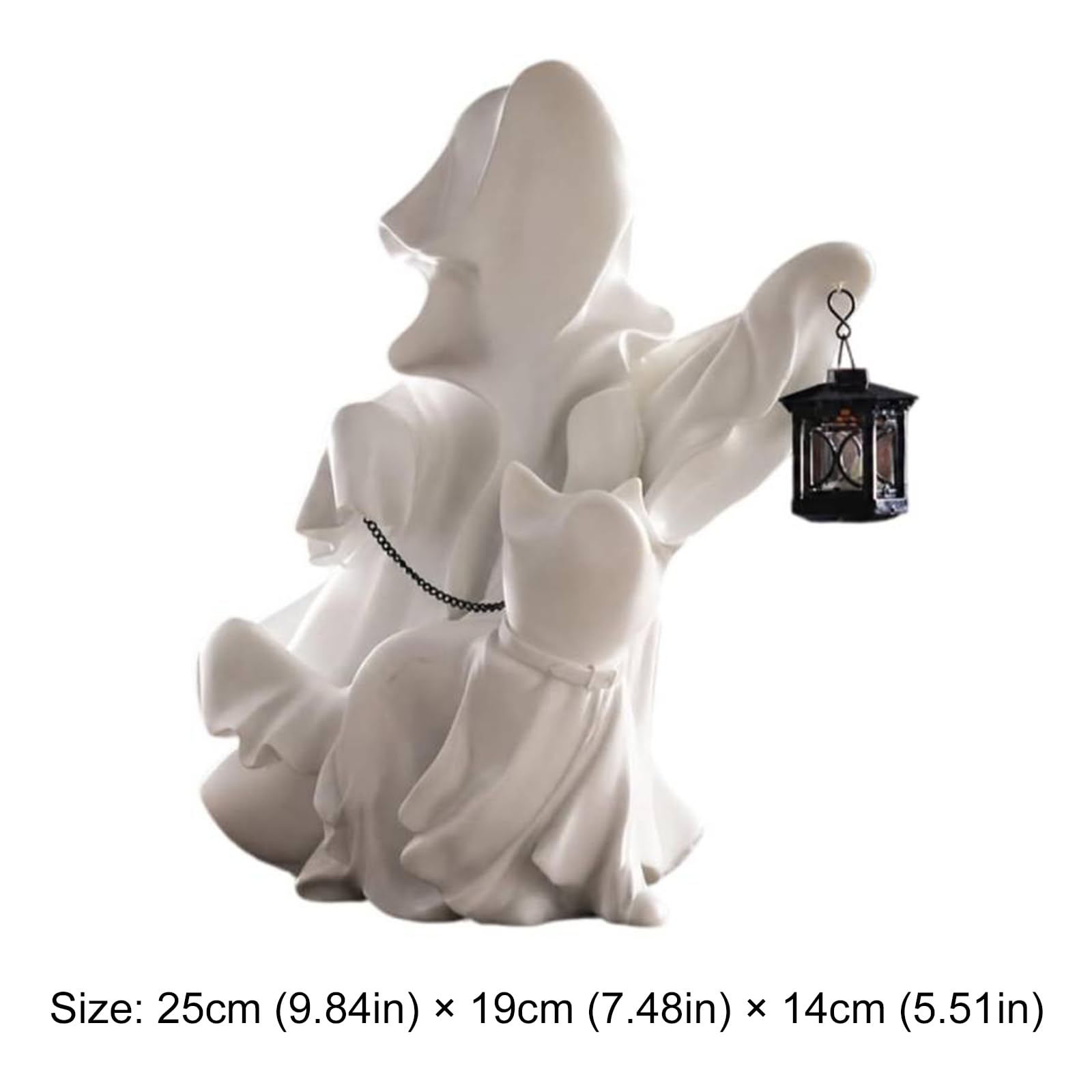 Halloween-Harz-Geist- und Katzenfigur for Wohnzimmer, Büro, Zuhause, 25 cm | Geister- und Katzenstatue aus Harz for Halloween und saisonale Heimdekoration
