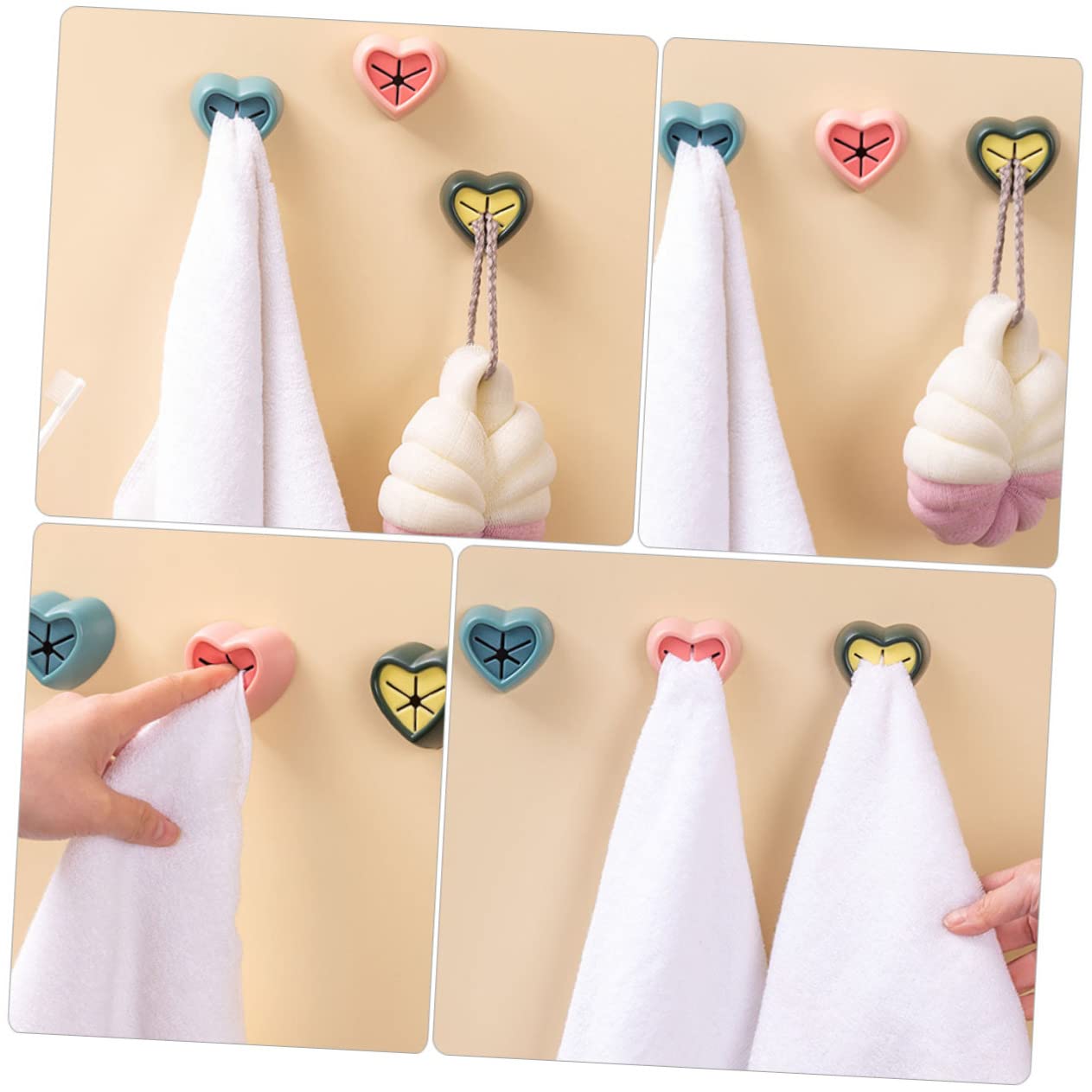 FONDOTIN 12Pcs Self Adhesive Towel Plugs Towel Holders Punch Design for Easy Wall Mounting for Kitchen