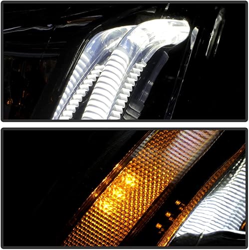 Miniatura 7 de ACANII - Para [modelo HID/Xenon] 2008-2014 Cadillac CTS Negro LED DRL Faros Faros Faros Par Par Izquierdo+Derecho