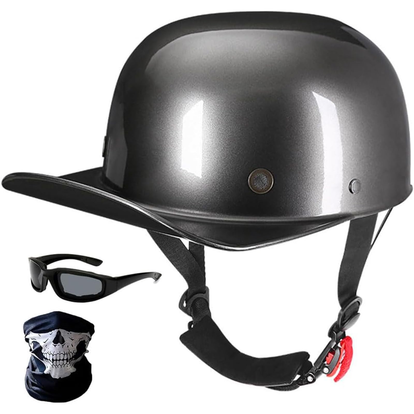 Retro Half Helmet Baseball Style Cap Motorcycle Helmets Matte Black Unisex-Adult Helmet for Adults Motorcycle Motorbike Moped Street DOT Approved M~XXL(55~62cm) : Everything Else