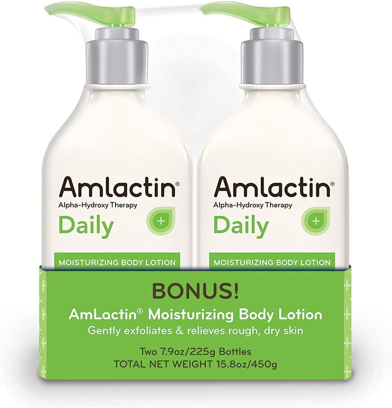 AmLactin Daily Moisturizing Body Lotion | Instantly Hydrates, Relieves Roughness | Powerful Alpha-Hydroxy Therapy Gently Exfoliates | Smooths Dry Skin | Twin Pack (2) 7.9 oz. Bottles