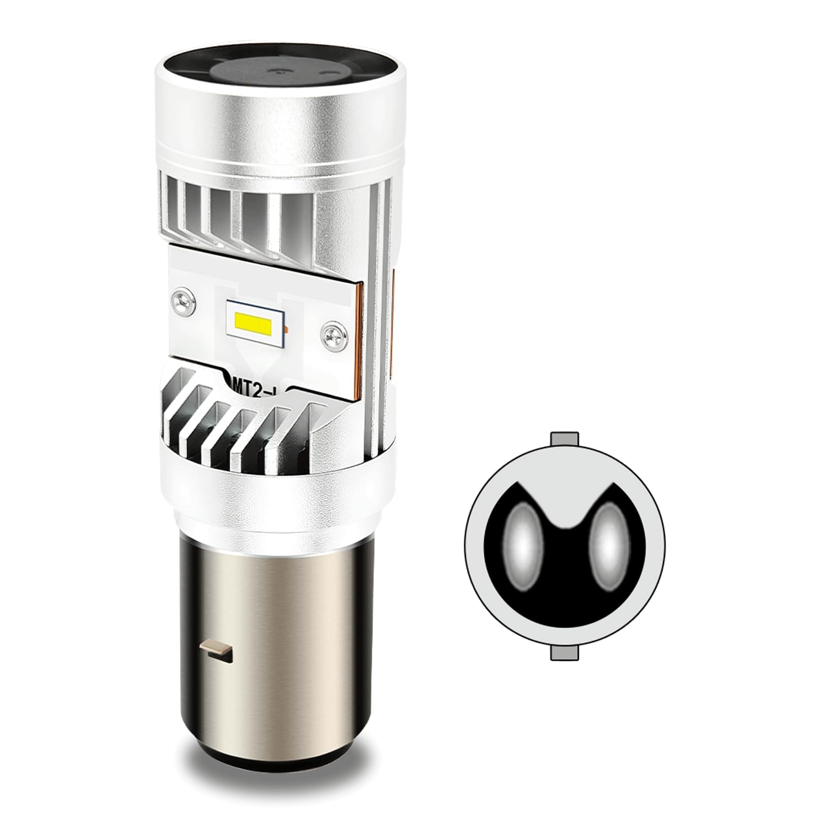 SOFOC BA20D Lampadina S2 Ventola Di Raffreddamento Integrata 5000Lm Led Faro Per Moto Bianco 6V 12V 24V Compatibile Con 6-24V AC/DC 15W Csp Super Luminoso 1Pcs