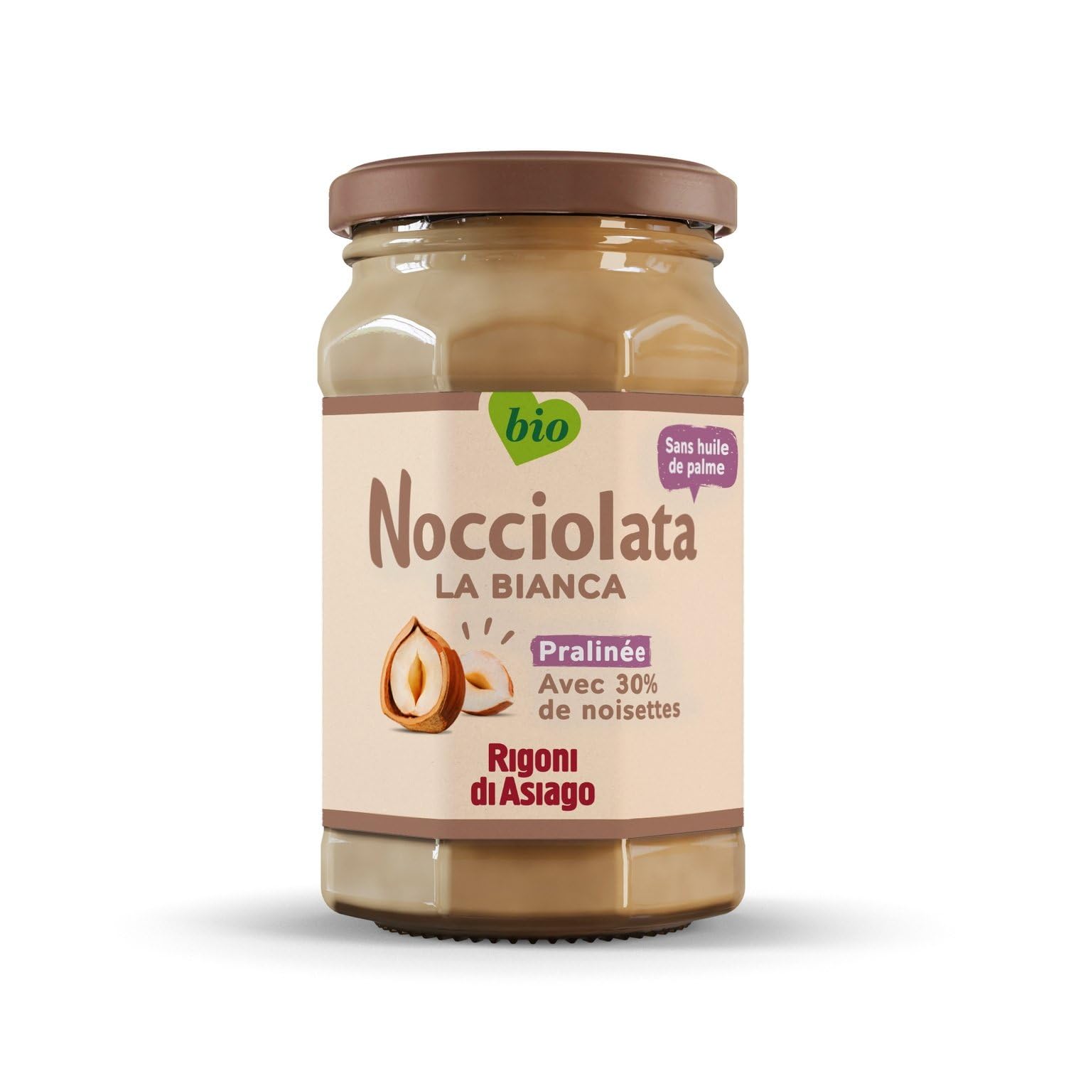 RIGONI DI ASIAGO – Pâte à Tartiner Noisettes Bio Douce et Onctueuse, Saveur Blanche Gourmande (Pot 250g) - Le Lot De 3