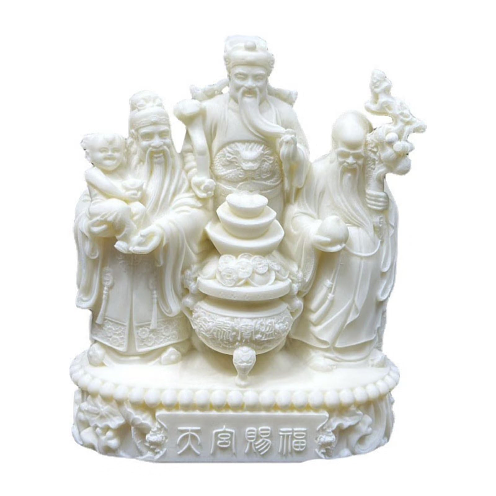 Fu Lu Shou Statues,Chinese Lucky God Fuk LUK Sau Statue Home Office Decor,Feng Shui Three Gods for Happiness, Wealth and Longevity Housewarming Gifts