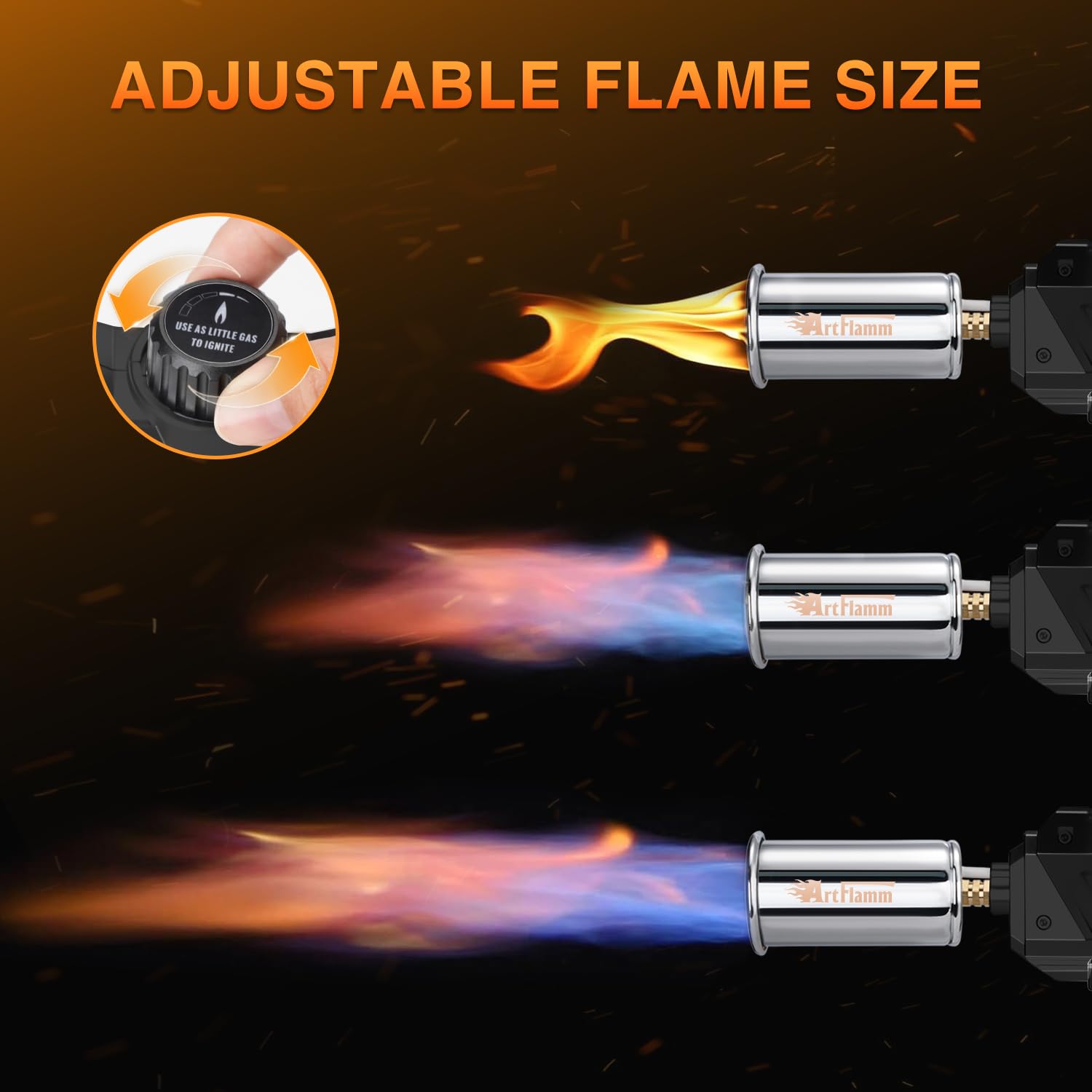 ARTFLAMM Potente pistola de propano, linterna de parrilla de cocina con diseño desmontable, quemador de antorcha ajustable para asar filetes, barbacoa, soldadura, encendedor de carbón de camping