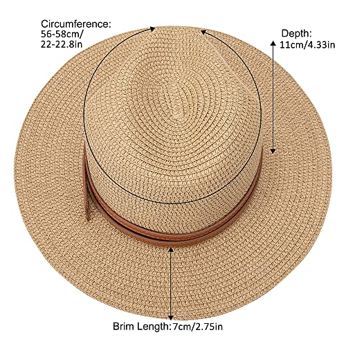 QH-Shop-Chapeau-de-Paille-Femme-Pliable-Chapeau-de-Soleil-a-Bord-Large-Protection-UV-Hat-avec-Bracelet-en-PU-Cuir-pour-Voyage-Plage-Exterieur-Peche