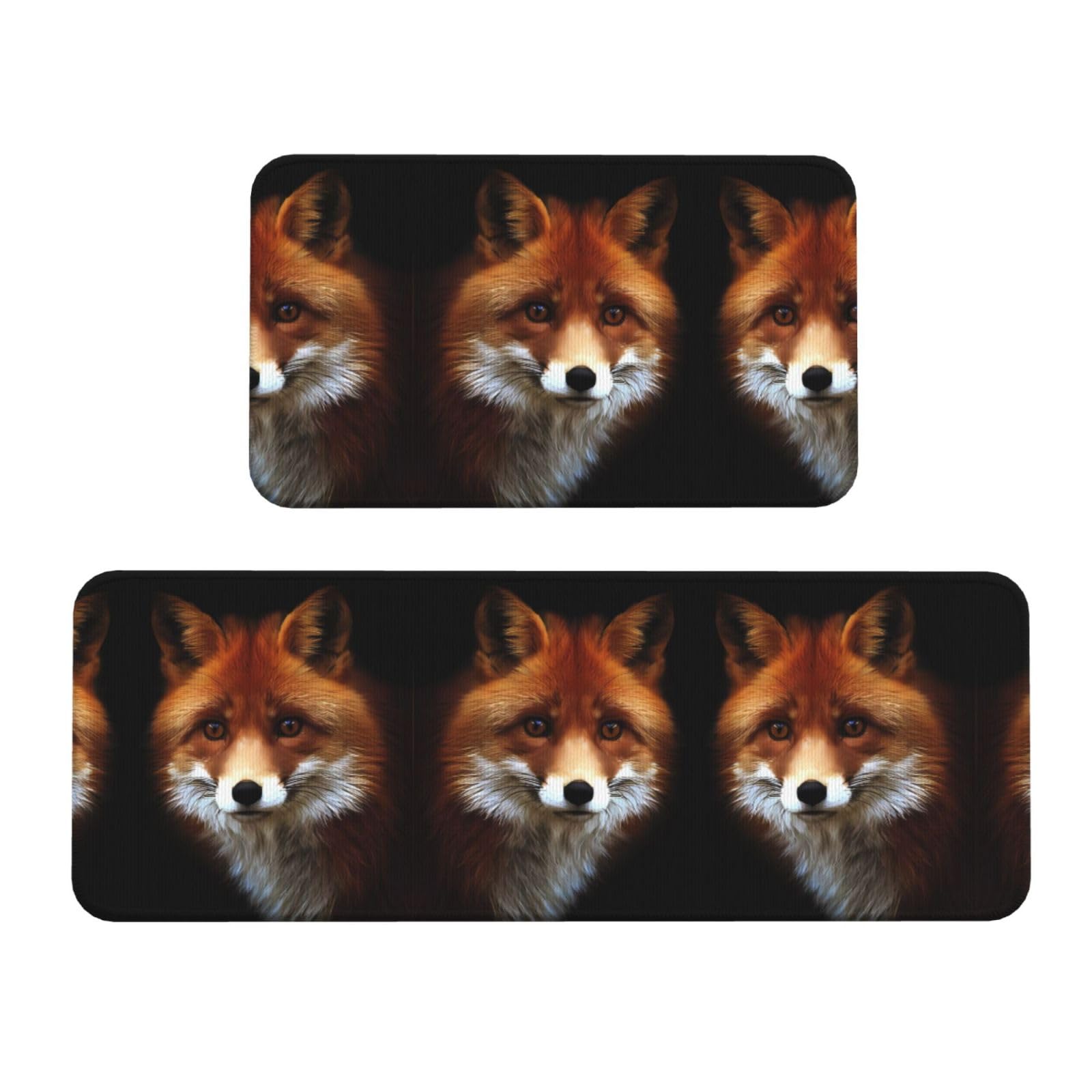Alfombrillas de cocina antideslizantes con estampado de zorro para fregadero, juego de 2