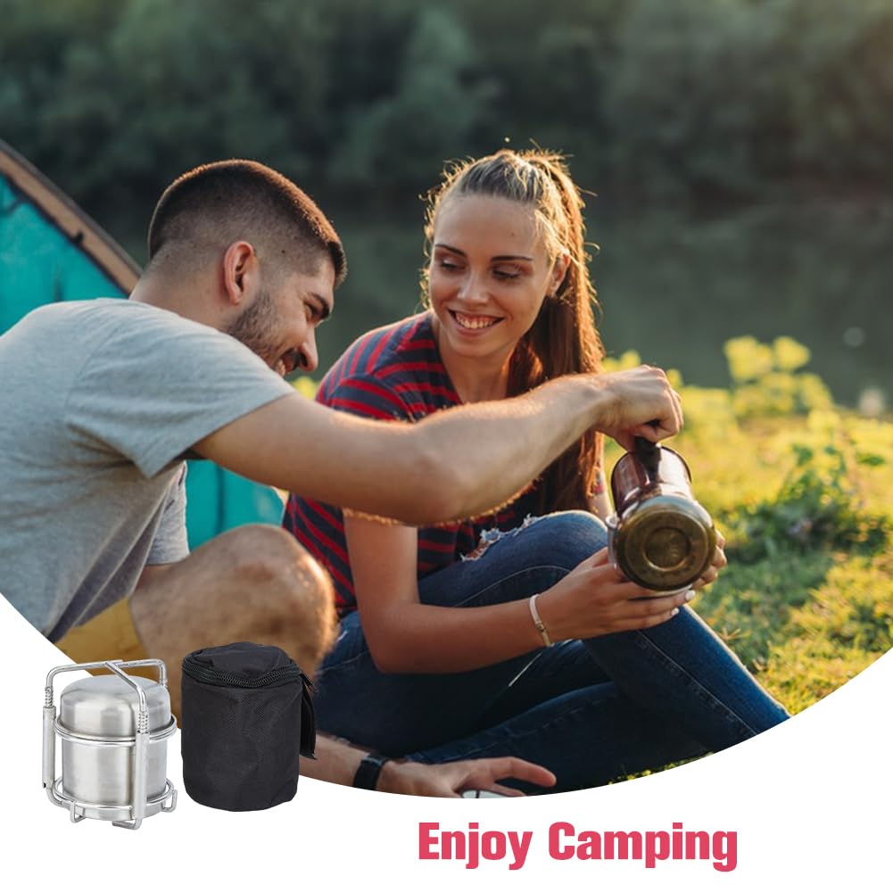 SUPERFINDINGS Fornello Ad Alcool Da Campeggio Fornello Ad Alcool Solido Bruciatore Portatile Supporto Fornello per Liquidi Pieghevole Ultraleggero In Acciaio Inossidabile con Supporto per Rack