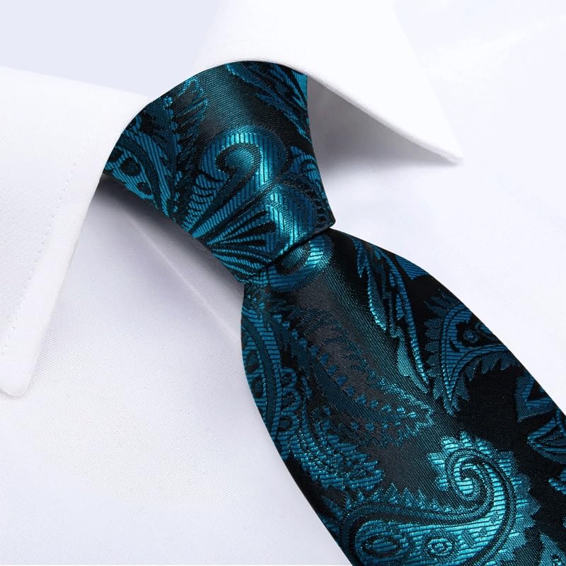 Juego de corbatas para hombre con pañuelo y gemelos miniatura 6