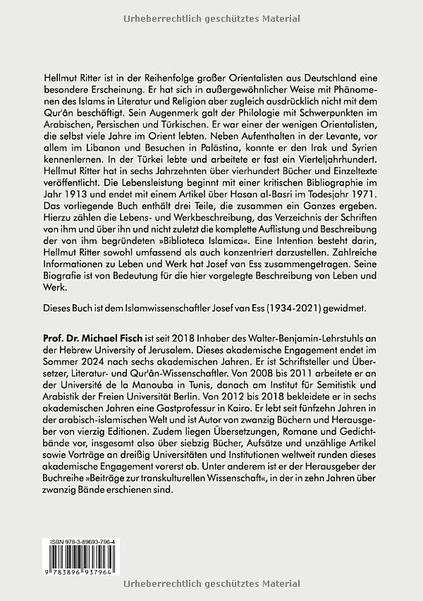 »Er ist es, der den Menschen aus Wasser erschuf«: Leben und Werk von Hellmut Ritter (1892-1971) (Beiträge zur transkulturellen Wissenschaft, Band 24)