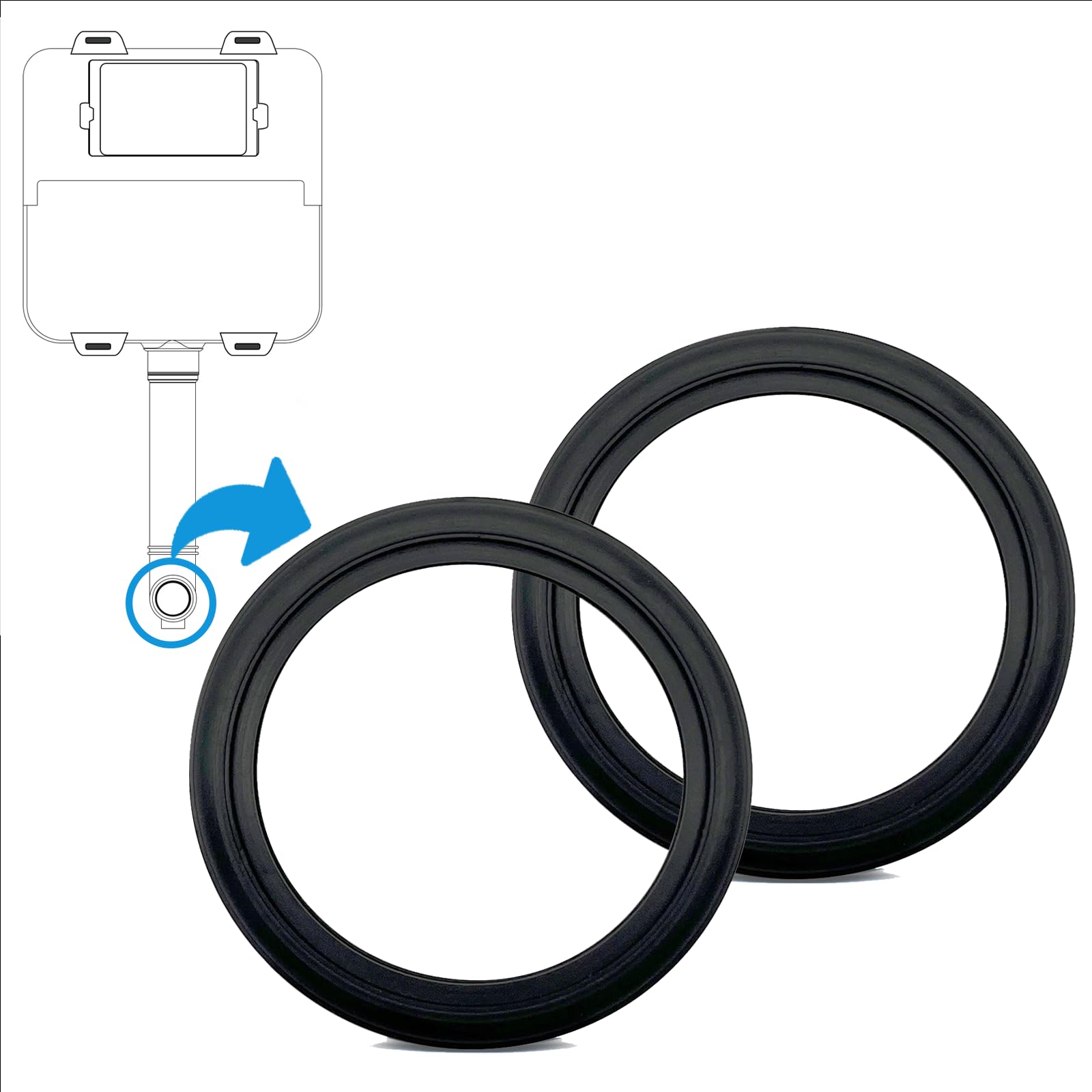 Guarnizione per lavabo, 2 pezzi, 67 x 53 x 10 mm, ricambio per 241.868.00.1, 883.360, compatibile con lavabo GEBERIT 241.859.00.1, 244.820.00.1, 244.823.00.1, anello di tenuta per cassetta UP